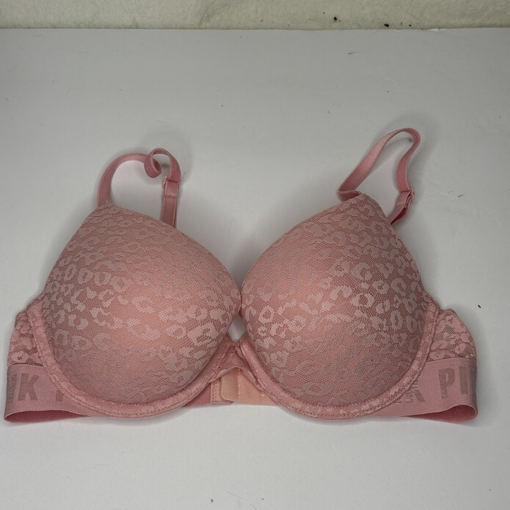 Victoria's Secret PINK Wear Everywhere Push Up Bra Pink Lace 34C